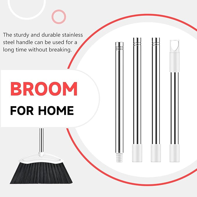 EZKEY Heavy Duty Broom, 54-inch Adjustable Long Handle Angle Brooms Large Brooms for Sweeping Indoor and Outdoor Commercial Broom for Home Kitchen Patio Garage Porch Courtyard Classroom, White