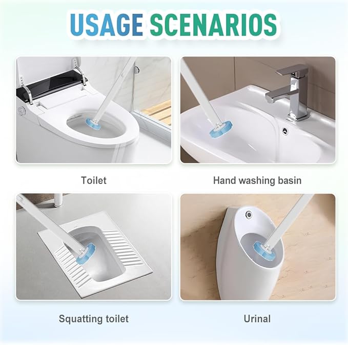Disposable Toilet Brush, Toilet Brush Holder, Compact Wall Mounted DisposableToilet Cleaning System for Modern Bathrooms, Hygienic Toilet Cleaner for Families (White)
