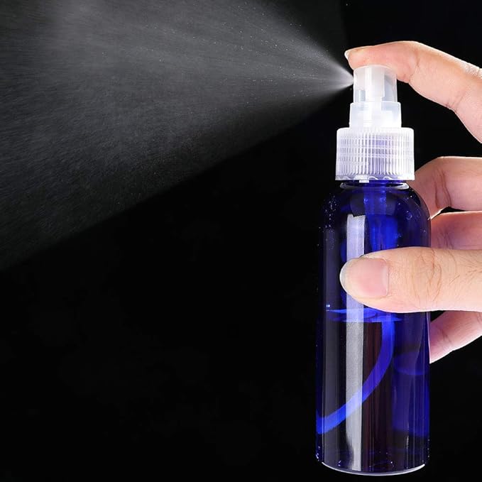 Fine Mist Spray Bottle 5Pcs 3.4oz/100ml Blue Travel Bottles With 5 Contain Caps Leak Proof for Makeup Cosmetic Containers (BLUE)