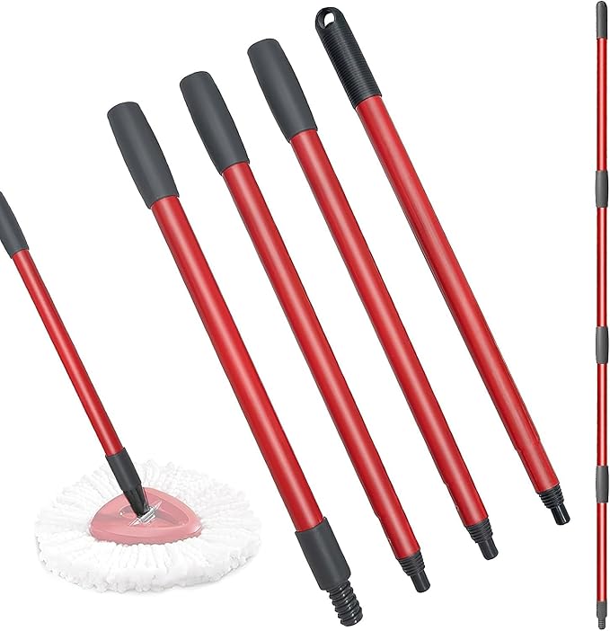 Qulable Spin Mop Replacement Handle - 4-Section 30" to 58" Mop Handle Replacement Stick, EasyWring Handle for Floor Cleaning (Mop Head & Base Not Included)