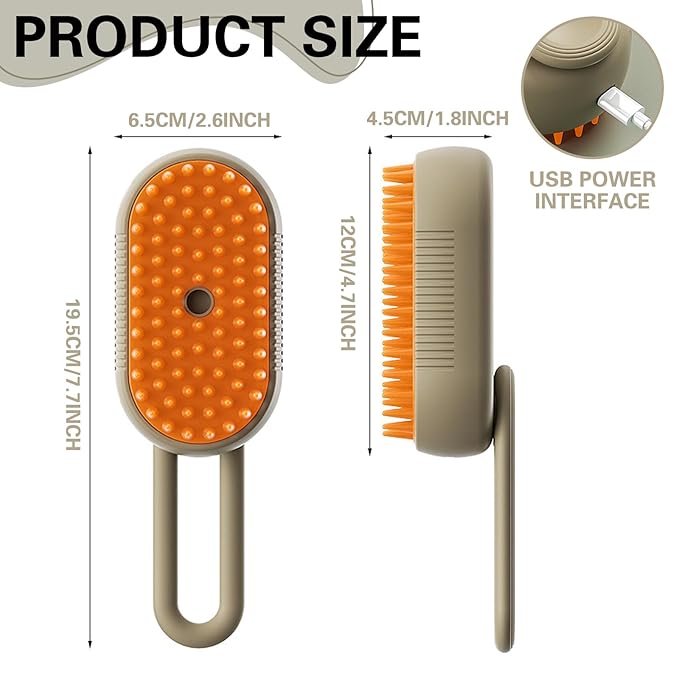 MCDZZHSTBD Steamy Pet Brush - Convenient Hair Removal, Easy Collection, Massage Function - Ideal Steam Brush for Cats! (Coffee)