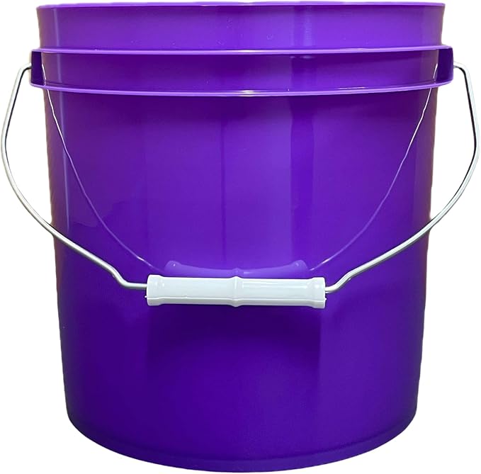 House Naturals 2 Gallon Purple Food Grade BPA Free Made in USA Bucket with Screw On Lid - Pack of 3 (Orange lids)