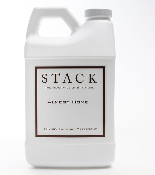 STACK Almost Home Luxury Laundry Detergent - Premium Scented Laundry Detergent for HE & Standard Washers - Infused With Wild Jasmine, Suede, & Musk - Dye Free Gentle & Effective Cleaning - 64 oz