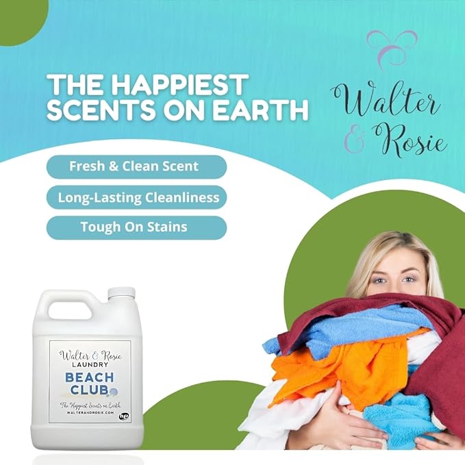 Walter & Rosie Beach Club Luxury Laundry Detergent - Park Inspired Scent with Green Notes & White Jasmine - Highly Fragrant Laundry Detergent - The Happiest Detergent on Earth - 16 Oz