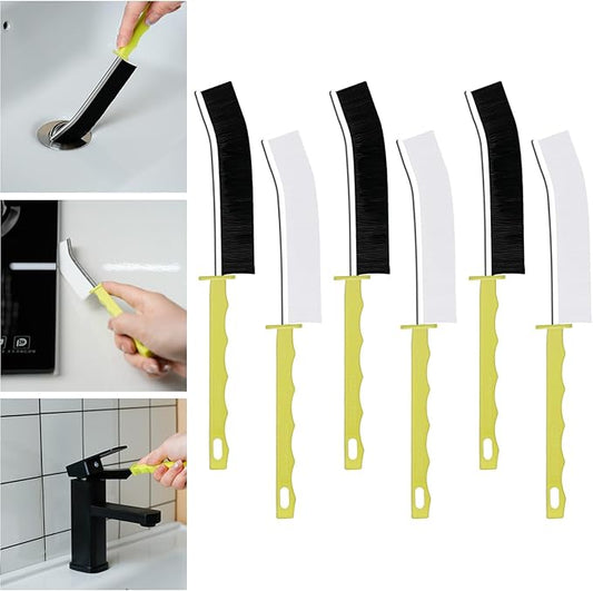 Hard Bristle Crevice Cleaning Brush Multifunctional Corners Gap Cleaning Brush Crevice Cleaning for Household Use (3Pcs Black+3Pcs White)