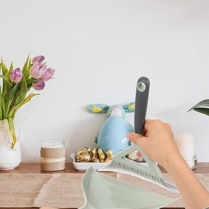 UTHCLO Mini Broom and Dustpan Set Portable Handheld Desktop Cleaning Kit Compact Small Dustpan Brush for Keyboard Laptop Tabletop Use