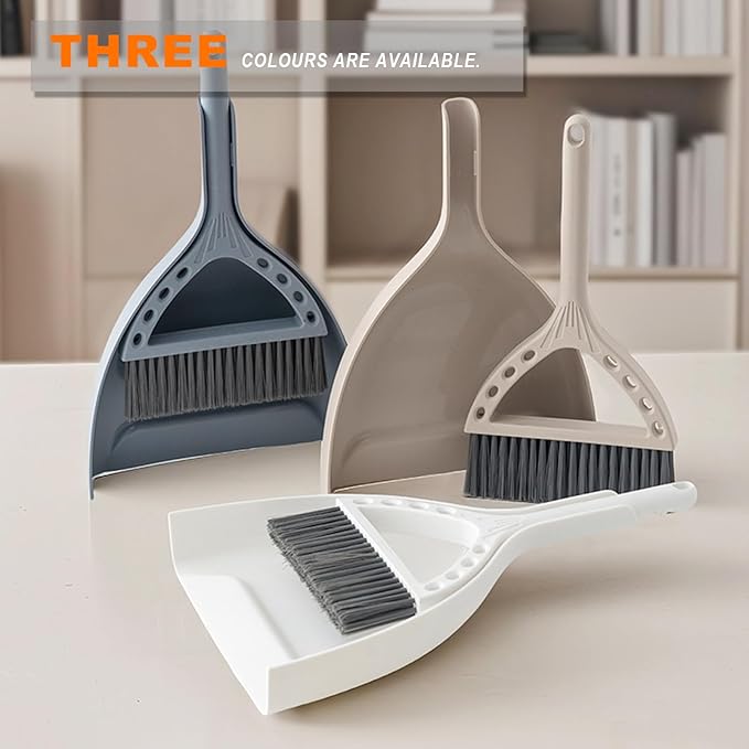 BSMstone Mini Broom and Dustpan Set Small Dust pan and Brush Set Perfect for Desk Office Camping Dorm RV Essentials (Khaki)