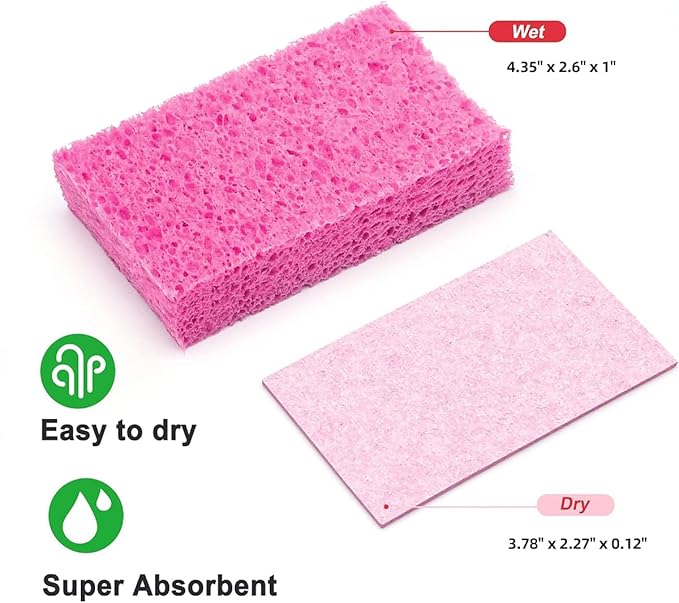 24 - Pack Non-Scratch Scrub Sponges - Sponges for Dishes and Washing Dishes, Cleaning Sponges for Kitchen Home and More（Pink）