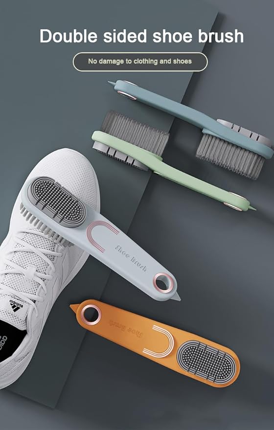 Long Handle Multifunctional Double-Sided Shoe Brush, no Damage to Shoes, no Shedding of Hair, Strong Stain Removal. Suitable for Cleaning Various Shoes and Clothes.RPS-IND