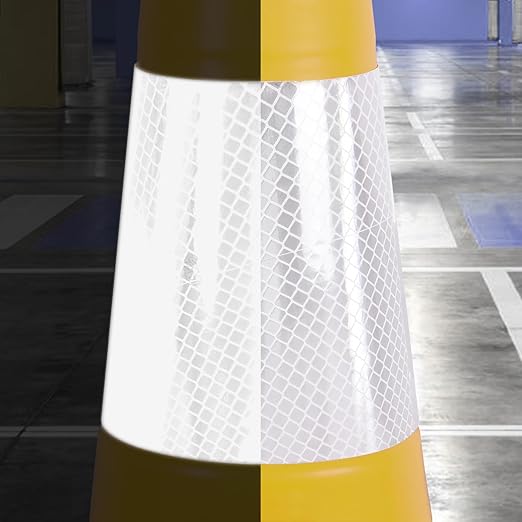 Fluorescent Orange/Green PVC Traffic Cones, Heavy Black Base Parking Lot Cone Structurally Stable Weatherproof Road Construction Safety Cones (8, Yellow, 28" Large)
