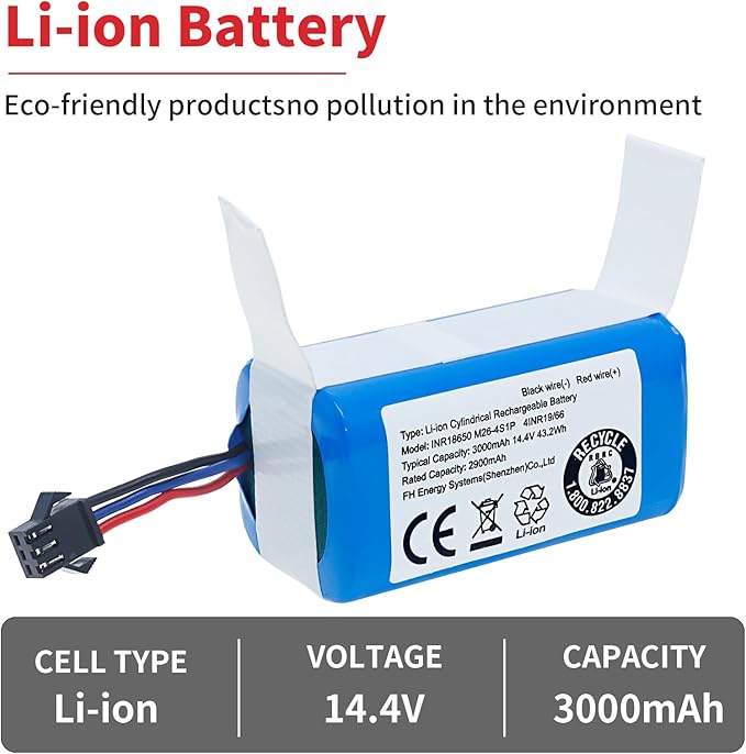 JIIKER Upgrade Replacement Battery Compatible with AIRROBO P20 Robot Vacuum, for eufy G40 Series,G30 Series,RoboVac 11,11S, 11S Plus, 11S MAX,12,15C MAX,15C,G10 Hybrid, G20,G35,G35+ Accessory 3000mAh