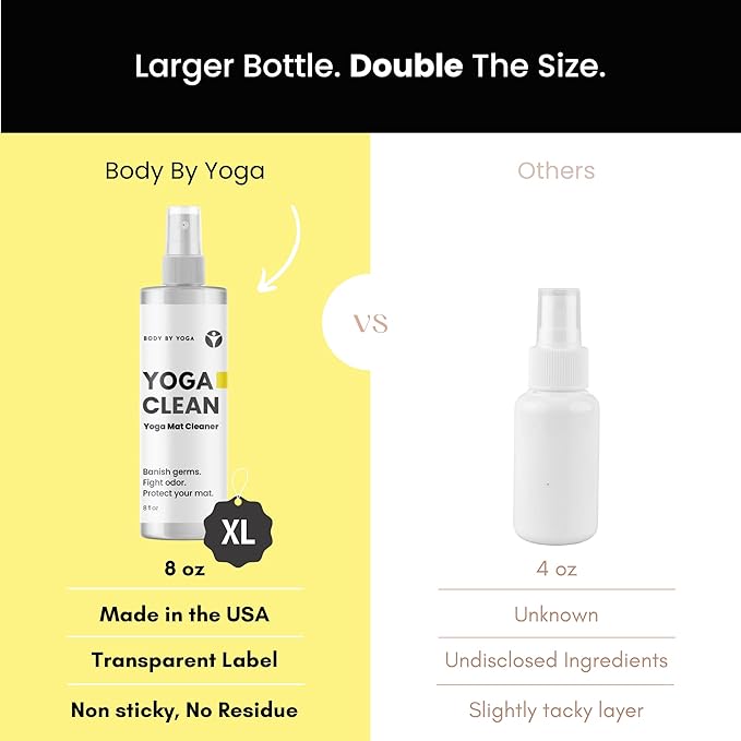 Yoga Clean - Premium Yoga Mat Cleaner Spray, Natural Plant-Based Deodorizer with Essential Oils | Refreshing Aromatherapy Scent | 8 oz Safe for Cork, Rubber & All Fabrics, Made in the USA