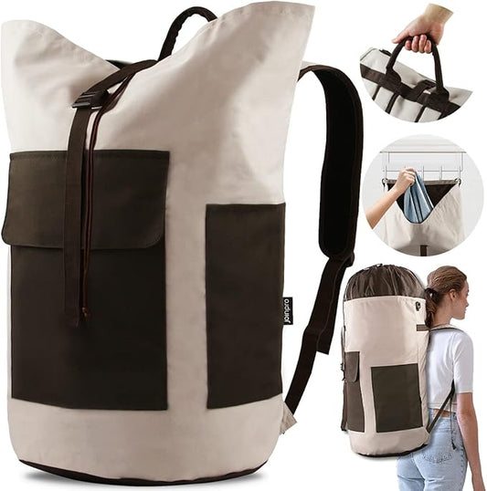 Laundry Bag Backpack, 125L Extra Large Travel Laundry Bags with Shoulder Straps, Adjustable & Extendable Design, Laundry Hamper Bag with 3 Pockets for Laundromat, College, Travel, Camping