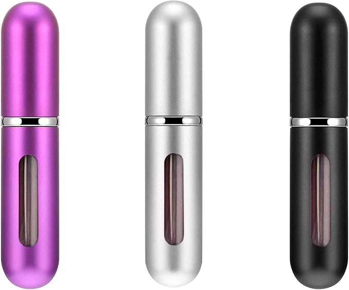 Portable Perfume Storage Bottle Refillable atomizer spray compact travel size up to 70 sprays easy refill fine mist TSA approved leak proof (Purple)