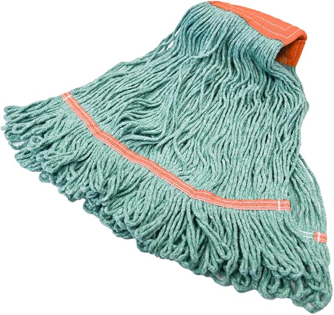 Nine Forty 2-Pack Industrial and Commercial-Grade Looped End Wet Mop Head Refill - Heavy Duty 20 Inch 4-Ply Premium Synthetic Yarn - for Optimal Absorption and Durability - Green (2 Pack, Large)