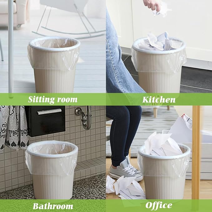 4 Gallon 440 Counts Strong Trash Bags Garbage Bags by Teivio, Bathroom Trash Can Bin Liners, Small Plastic Bags for home office kitchen (Clear)