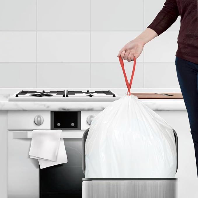 8-10 Gallon Trash Bags Drawstring, 300 Count, White & Unscented Garbage Bags Multi-purpose for Business Home Bathroom Kitchen Commercial and Industrial