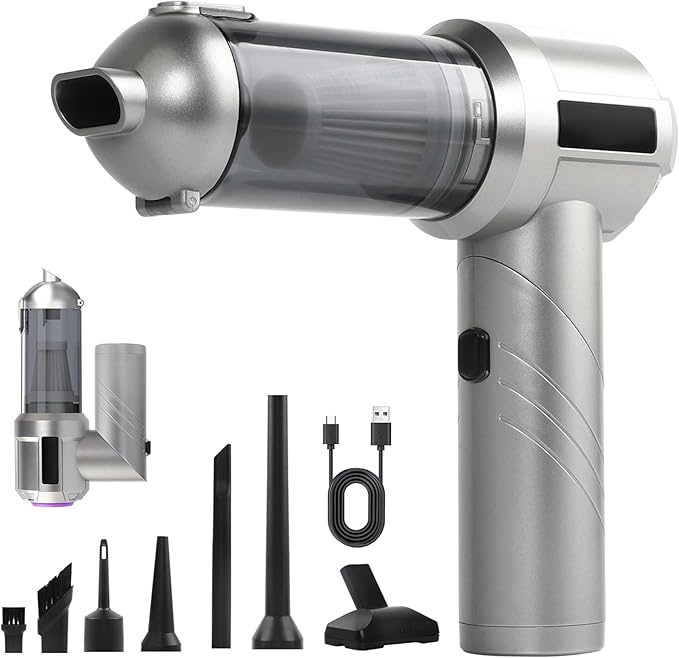 Handheld Car Vacuum Portable Cordless, 18000PA Brushless Motor Hand Held Vacuum and Air Duster, 120W High Power Mini Vacuum Cleaner Foldable with LED Screen for Home, Car, Office, Pet