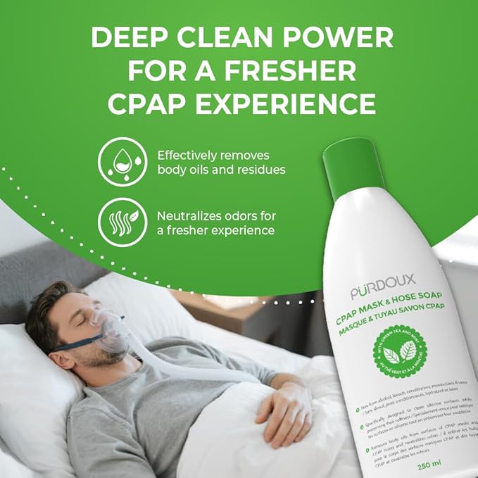 Purdoux CPAP Mask & Hose Soap Unscented(Pack of 3 Bottles, 250ML / 8.4OZ Green Tea-Mint)-CPAP Supplies, CPAP Accessories, CPAP Soap Cleaner for CPAP Machine