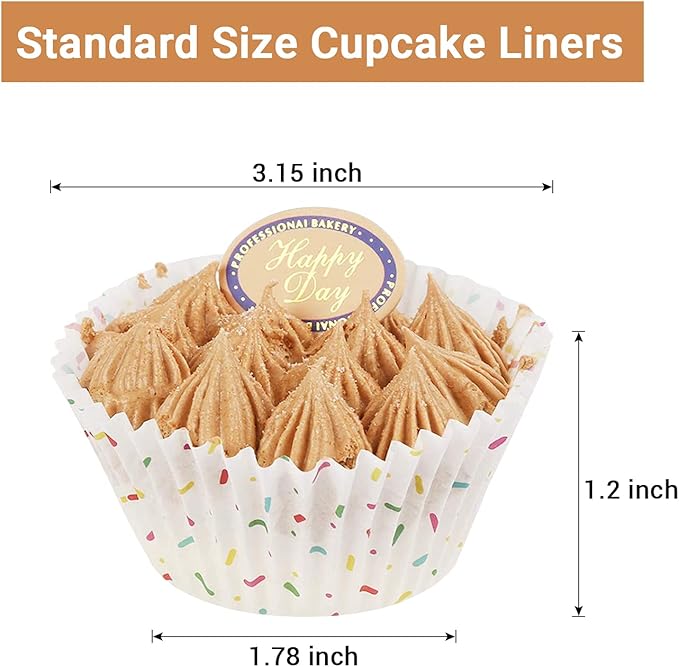 Candy White Cupcake Liners - Gifbera Standard Baking Cups Odorless Greaseproof Paper Muffin Wrappers, Pack of 200