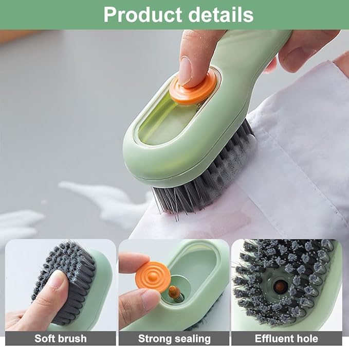 2 in 1 Multifunction Cleaning Brush, Multifunctional Cleaning Brush with Soap Dispenser, Liquid Filled Laundry Brush, Household Cleaning Clothes Shoes Brush with Liquid Box (White)