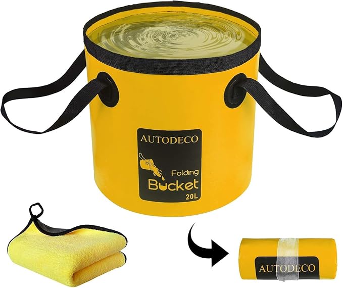 AUTODECO Collapsible Bucket 5 Gallon Container Folding Water Bucket Portable Wash Basin 20L