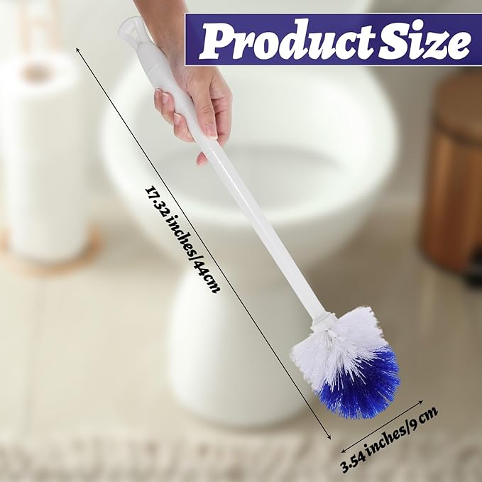QFGasre 12 Pcs Toilet Brush, 18.5 Inch Long Plastic Handled Toilet Bowl Cleaning Brush Soft Bristle Heavy Duty Long Scrubber for Household Bathroom Cleaning Supplies