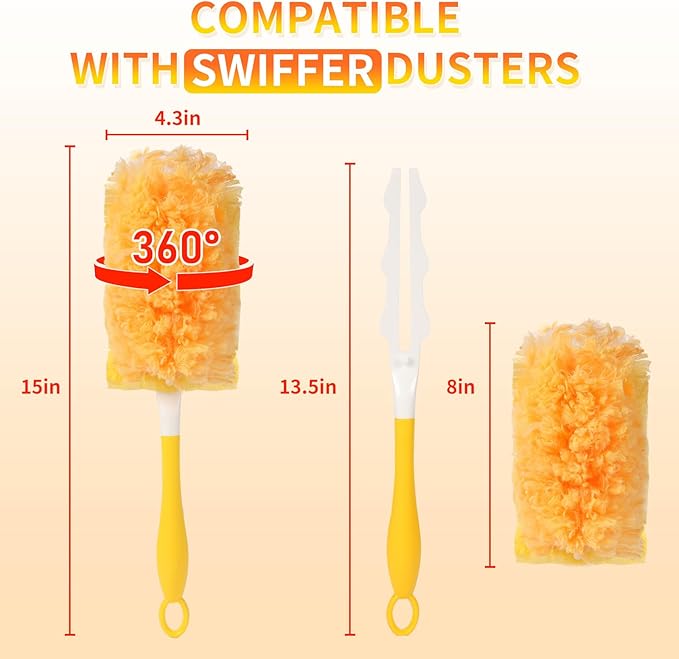 36 Pack Dusters Refill Compatible with Swiffer Dusters for Cleaning, with 1 Handle, Multisurface 360° Dusters with 4X Microfibers, Disposable Heavy Duty Duster Refills, Helps Remove Allergens