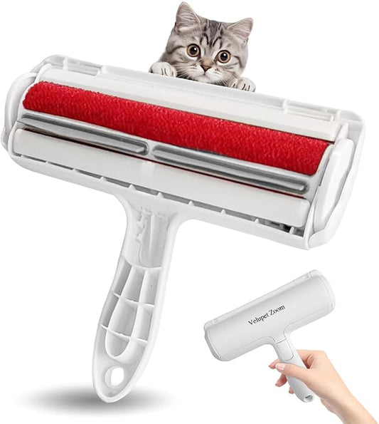 Velupet Zoom Pet Hair Remover Lint Roller for Pet,Cat Hair Removal Tool Reusable Lint Roller for Furniture, Couch, Carpet, Clothing and Bedding,White Red