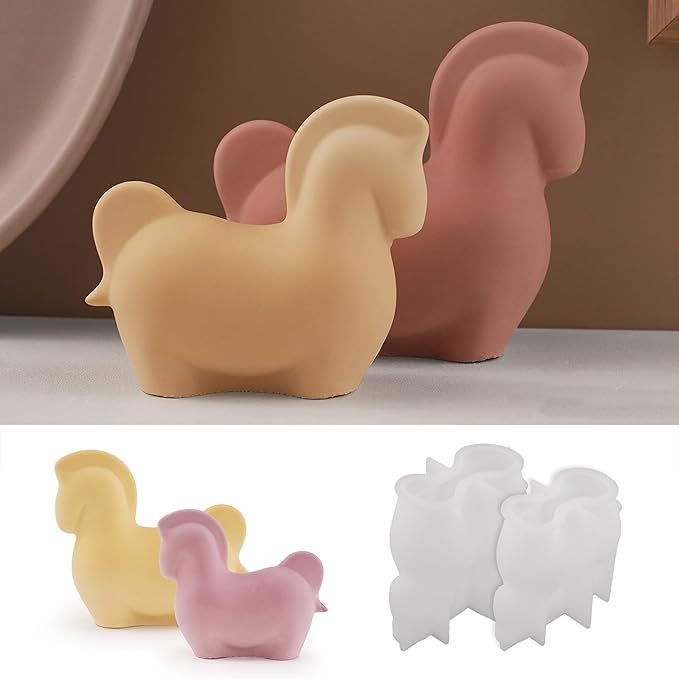 2 Pack Large and Small Horse Resin Mold - Resin Casting Silicone Molds for Home Decor & Candle Making Wave Spiral Mold
