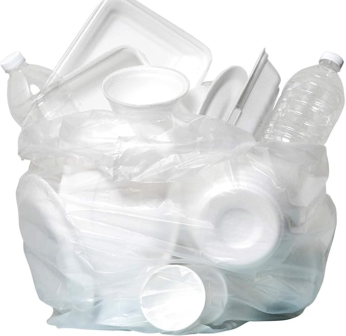Aluf Plastics High Density Trash Bags, 12 Gallon, 4000 Count, 8 Micron (eq), 24" x 27", Clear, for Bathroom, Office, Industrial, Commercial, Janitorial, Municipal, Recycling