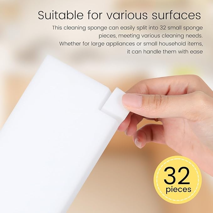 16x8x2cm 20PCS (32 Small Pieces of Each Pack) Melamine Sponge Magic Eraser Sponge in Bulk Small Cleaner Pads Melamine Pads for Dishes Cleaning Eraser for Kitchen, Bathroom, Toilet