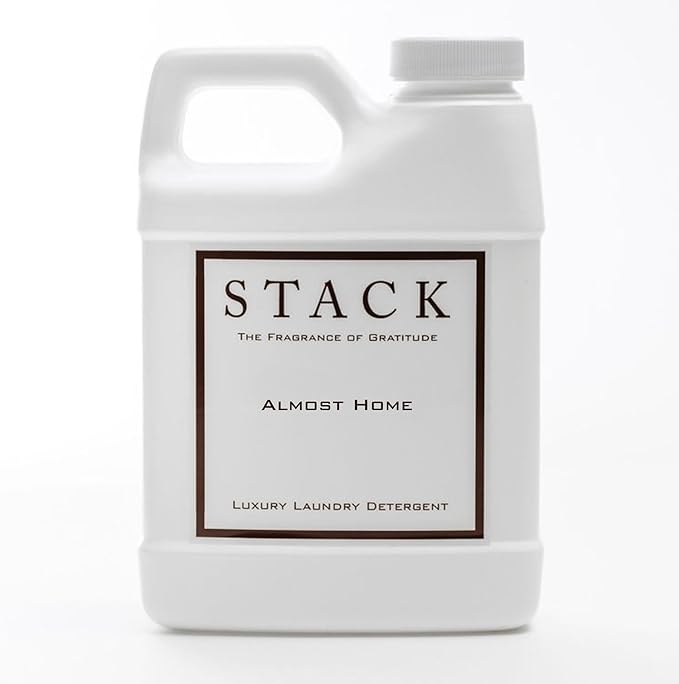 STACK Almost Home Luxury Laundry Detergent - Premium Scented Laundry Detergent for HE & Standard Washers - Infused With Wild Jasmine, Suede, & Musk - Dye Free Gentle & Effective Cleaning - 32 oz