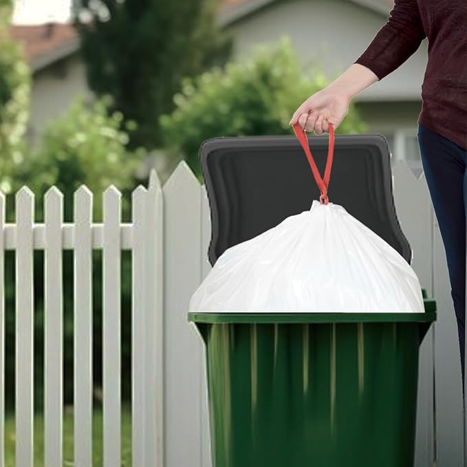 30 Gallon Trash Bags Drawstring, 150 Count, White | Unscented | Heavy Duty Multi-purpose Garbage Bags Can Liners for Business Home Kitchen Commercial and Industrial