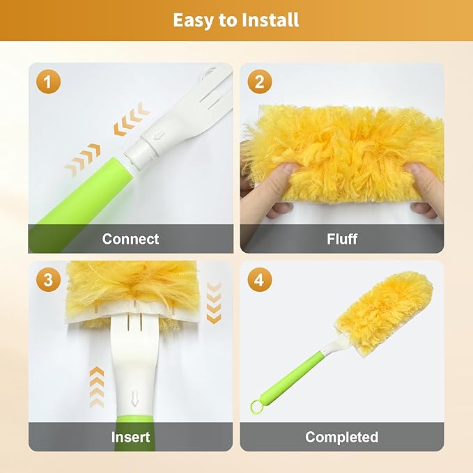 50 Pack Duster Refill for Swiffer Duster, 360 Heavy Duty Duster Kit with 2 Handle, Multi-Surface Disposable Dusters Refills for Cleaning Corner, Furniture, Car, Blinds