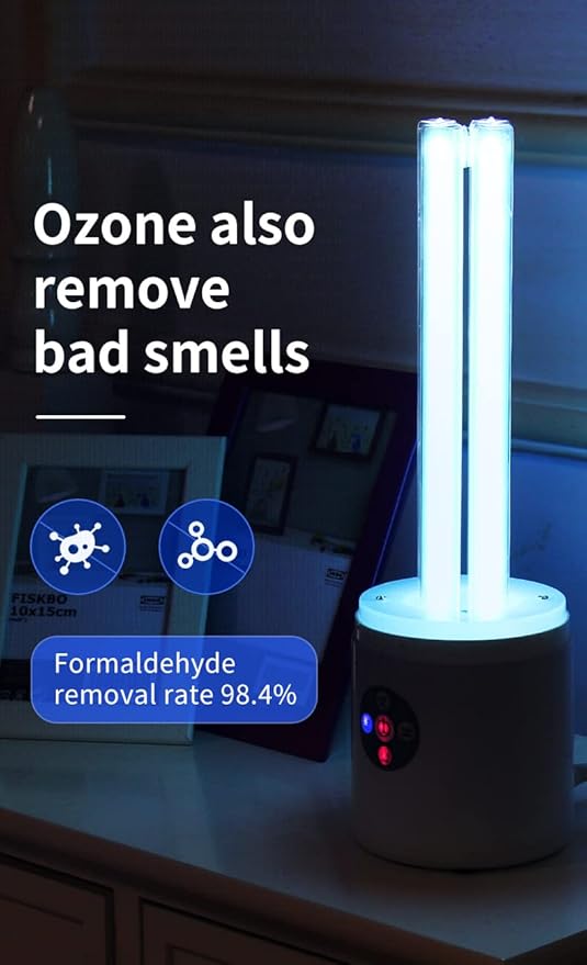 UV Light Sanitizer, 55w 254nm UVC Lamp for Room Surface Disinfection, Kills Bacteria Molds Dust Mites up to 750 sqft, Home/School/Hotel/Travel, 1Y Warranty (Blue Ozone Free)