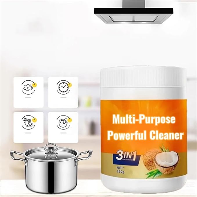 Multi Purpose Powerful Cleaner for Kitchen, 3 in 1 Coconut Oil Cleaning Paste, 3 in 1 Multi-Purpose Stainless Coconut Oil Cleaning Paste, for Oven, Pot and Stove (3)