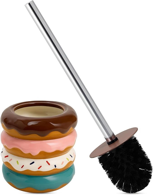 Deep & Sturdy Toilet Bowl Brush with Holder - Doughnut Bowl Brush - Durable Scrubbing - Toilet Cleaners - Household Essentials - Bathroom Cleaner - Cleaning Supplies - Household Supplies