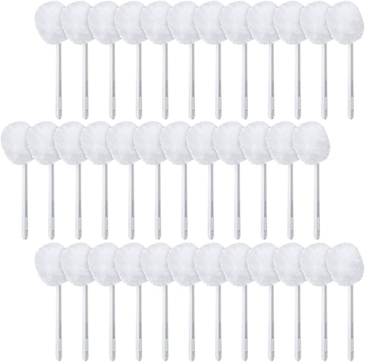Zhehao 50 Pcs Toilet Bowl Brush Soft Swab Toilet Bowl Bulk White Reusable Long Plastic Handled Cleaners Scrubber Mop with Silk Cotton for Home Bathroom, 15 x 3 Inch, Without Cone Cup