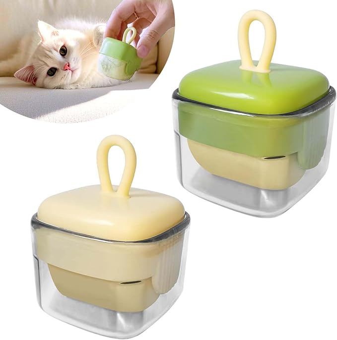 2Pcs Mini Lint Remover Roller, Reusable Lint Gel Roller, Washable Pet Dog Cat Hair Remover for Clothing, Pet Hair, Dust, Lint, Travel and Home Use(Green+Beige)