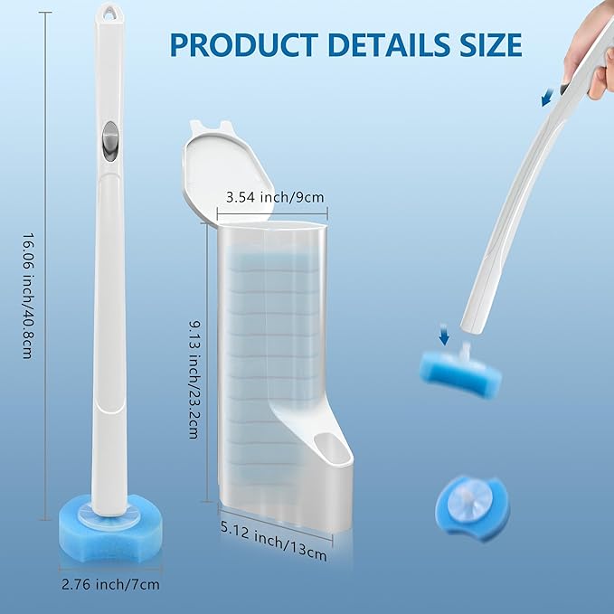 Disposable Toilet Brush with 24 Refills, Toilet Bowl Wand Starter Kit-Wand, Caddy&24 Toilet Brush Refills, Wall-Mounted Toilet Bowl Brush and Holder, Bathroom Cleaning Supplies.
