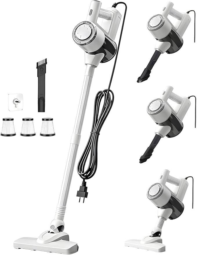 Aivacod Corded Stick Vacuum Cleaner with 33 Feet Long Power Cable, 600W 17Kpa Handheld Vacuum Cleaner for Home, 1.5L Dust Cup, Removable Tube, HEPA Filter, for Hard Floor, Tiles