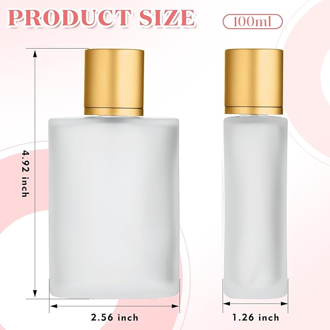 Tessco for you 6 Pcs 3.4 Ounces Perfume Bottles Empty 100ml Frosted Body Spray Glass Bottles Empty Refillable Atomizer Perfume Dispenser Fine Mist Atomizer Cosmetic Make up Container (Gold)