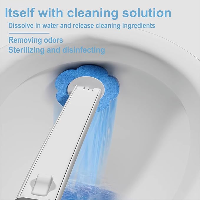 Ucaimao 2 Pack Disposable Toilet Brush and Holder Set,Extended Handle with 48 Cleaner Refills Toilet Brush for Toilet Bowl Cleaners,Bathroom Cleaning, Bathtub - Blue (Ocean Fresh Scent)