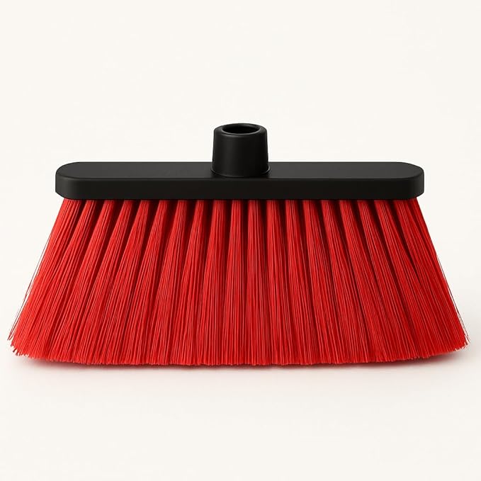 Healing Atlas LUZIA Red 14" Pro Max Edition – Ultra Dense Flagged Bristles – Heavy-Duty Push Broom Head – Universal 7/8" Thread – Recycled PP (RED, LUZIA)