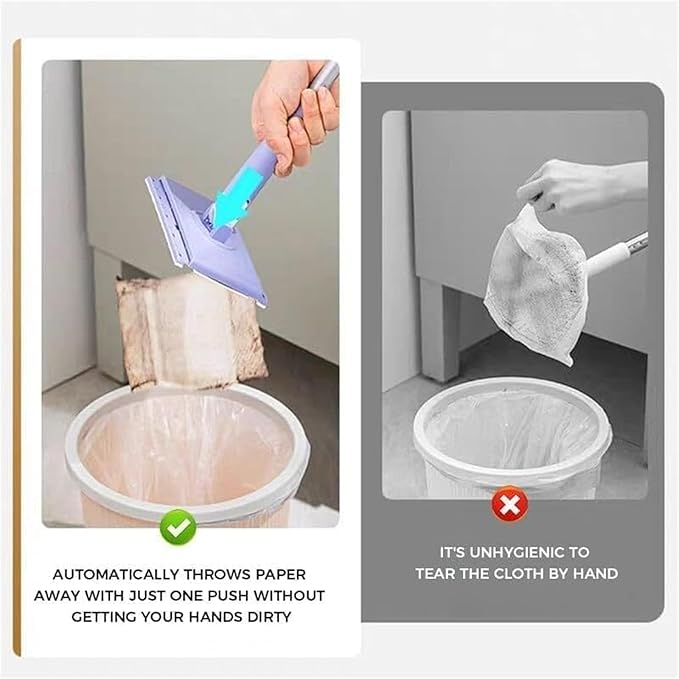 Convenient Cloth Changing Mini Mop + Magic Cleaning Cloth*6, Zero Touch Snap Grip Mini Mops for Wet & Dry Cleaning, Lightweight Snap for Corners (36in - W + Cloth*6)