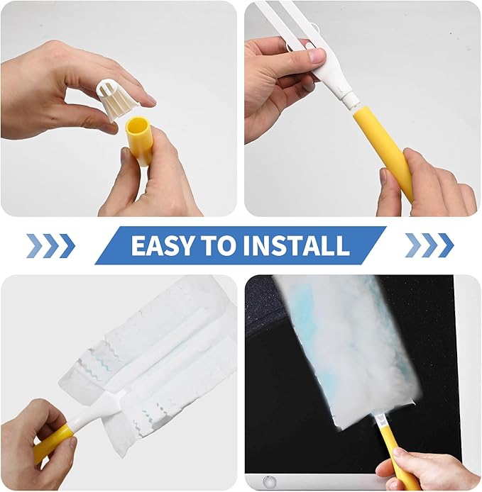 Anxingo 50 Count 180° Duster Refills, High-Density Fluffy Microfiber Replacement Pads with Handle, Replacement for Swiffer Retractable and Super Handle