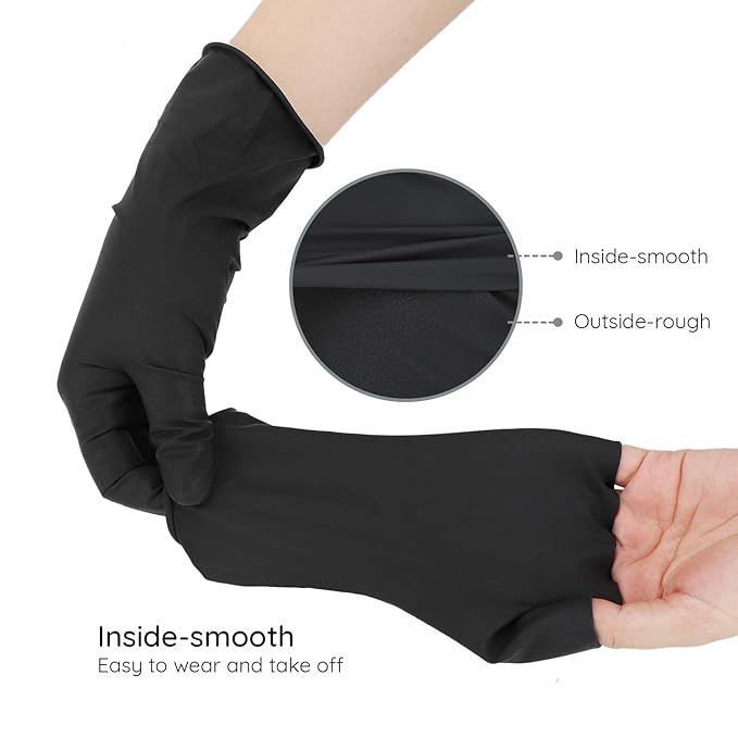 Segbeauty Dye Gloves for Hair, 20 Counts Black Reusable Hair Color Gloves Professional Washable Rubber Glove Hair Coloring Accessories for Home Cleaning Hair Dye Salon Highlighting - Large