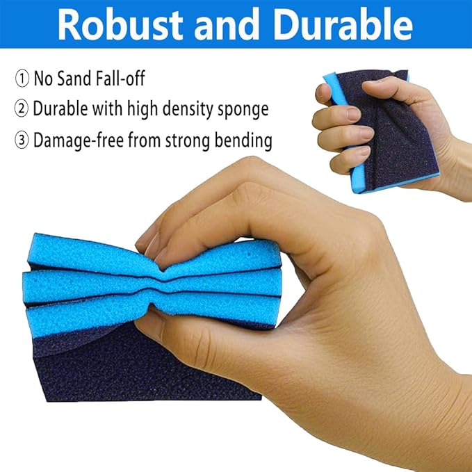 8 Pack 240 Grits Sanding Sponge, Coarse Sanding Block, Washable and Reusable Wet Dry Sandpaper Block Sandpaper Sponge for Wood Metal FurniturePaint and Drywall