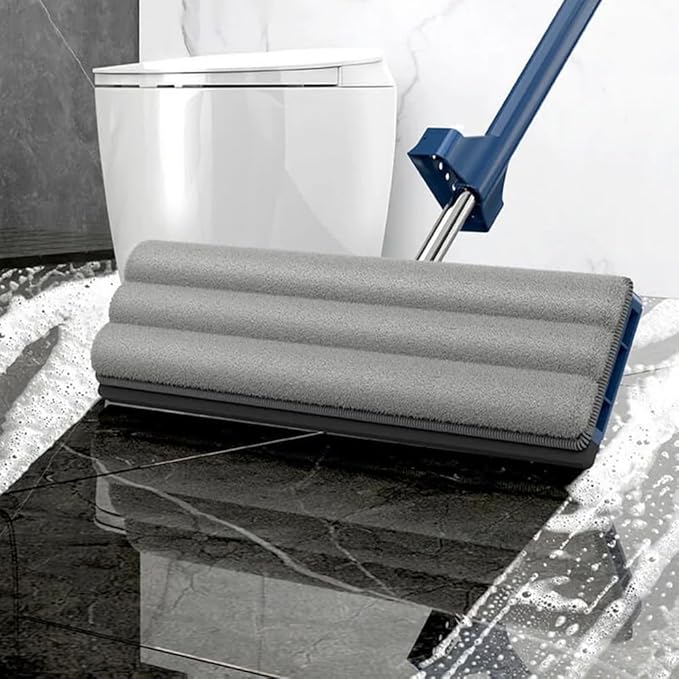 AQWEI Large Flat Mop with Bucket, 54" Large Flat Mop with Wringer, Wet and Dry Large Flat Mop with 4 Microfiber Pads (White)